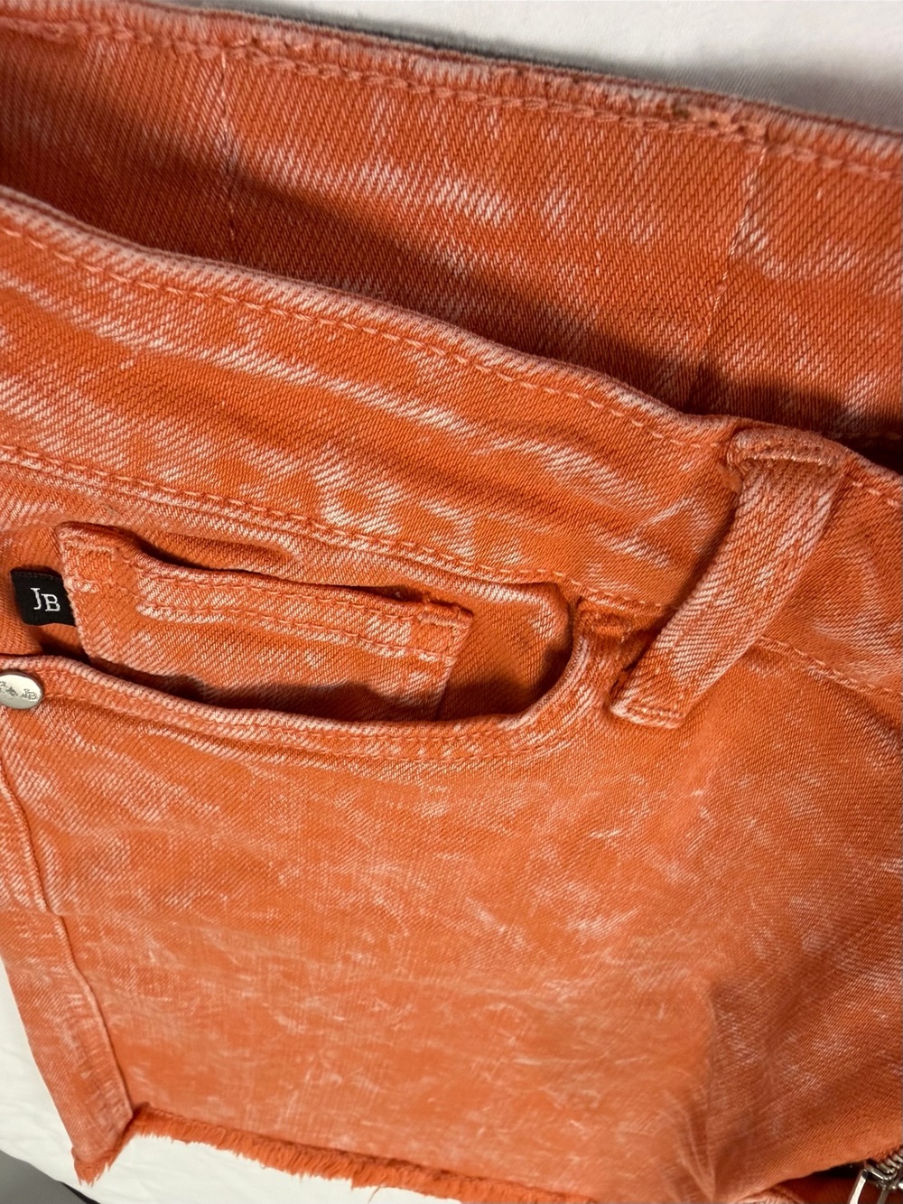 Judy Blue Orange Acid-Wash Frayed Hem Denim Shorts - Picture 3 of 14